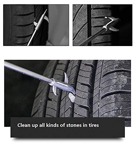 Car Tire Stone Cleaning Hook, Auto Remover Tire Groove Stones Removing Tool for Motor Bike Truck Tyre, Car Tire Protector Repair Tools with Solid Rubber Handle